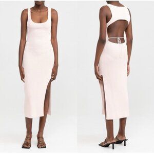Significant Other Venetia Knit Maxi‎ dress ribbed pink leg slit US 2